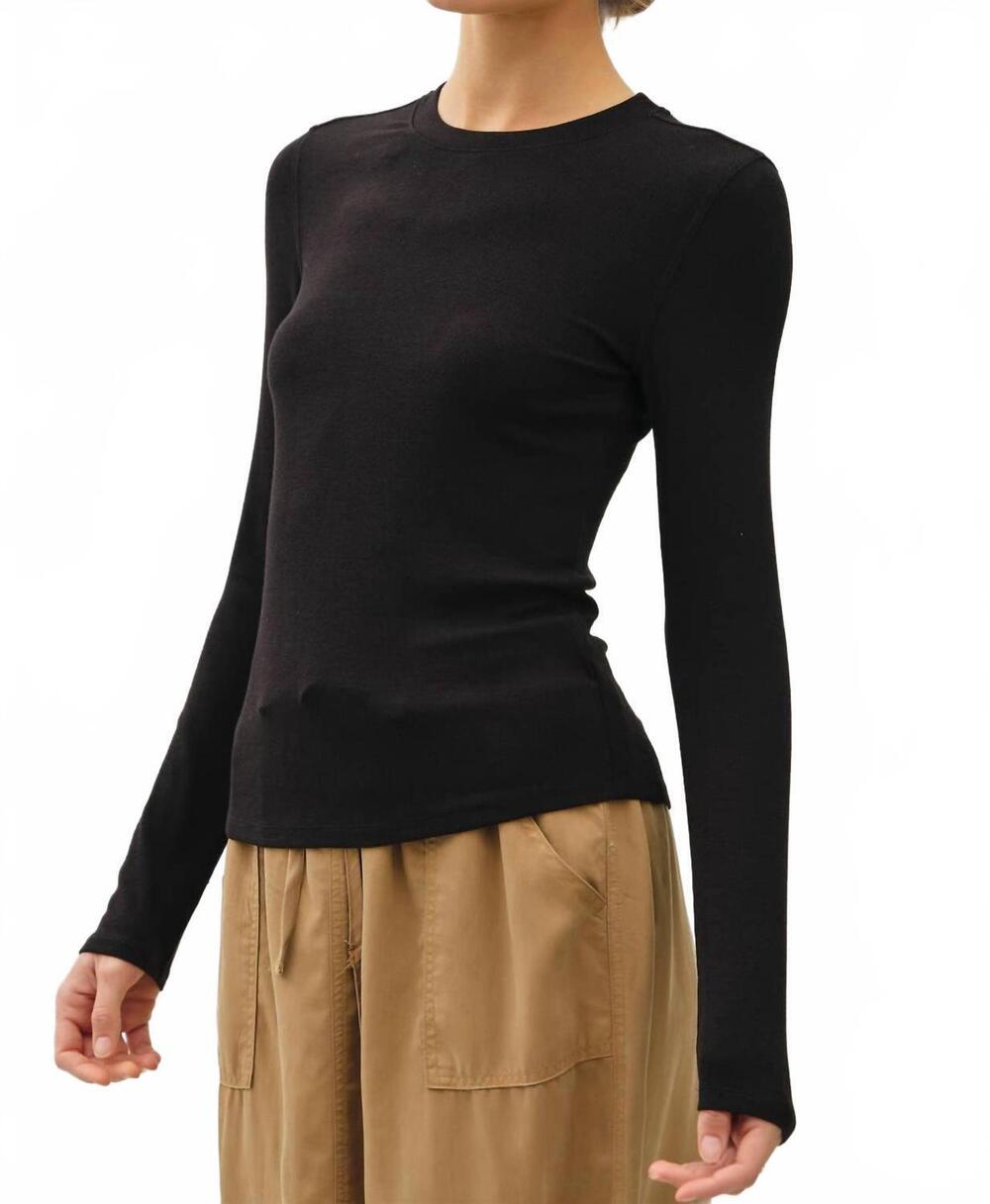 NEW BE COOL raina longsleeve crewneck top in black